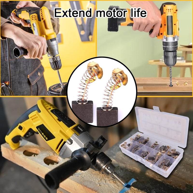 HKATOPS Universal 48Pcs Carbon Motor Brush Set (10 Sizes), Electric Motor Brushes, Power Tools Replacement Parts Fit for Carbon Brush Motors,Circular Saws,Wood Saws,Electric Drills, Angle Grinders - Image 4